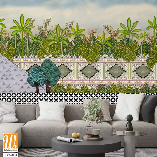 Beautiful painting of a garden scene Wallpaper [WP-FVA-004]