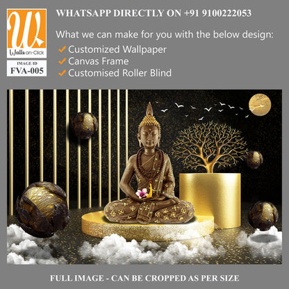 Gold Buddha statue sitting on a golden podium Wallpaper [WP-FVA-005]