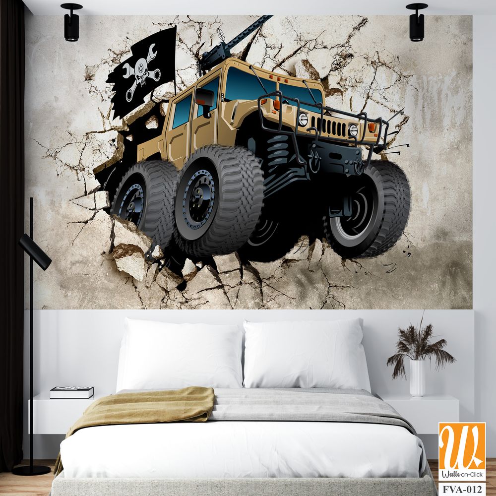 Army Humvee with a black pirate flag Wallpaper [WP-FVA-012]