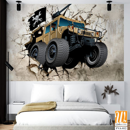 Army Humvee with a black pirate flag Wallpaper [WP-FVA-012]