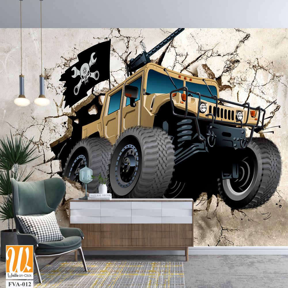 Army Humvee with a black pirate flag Wallpaper [WP-FVA-012]