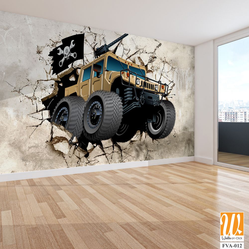 Army Humvee with a black pirate flag Wallpaper [WP-FVA-012]