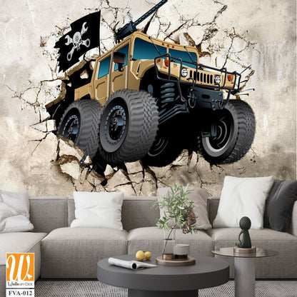 Army Humvee with a black pirate flag Wallpaper [WP-FVA-012]