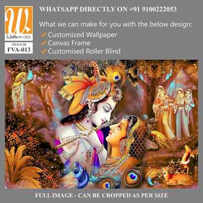 Lord Krishna and Radha in an enchanting garden Wallpaper [WP-FVA-013]