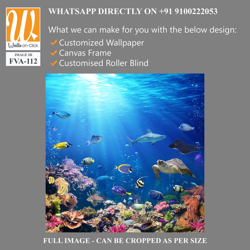 Underwater scene with colorful fishes, sea turtles [WP-FVA-112]