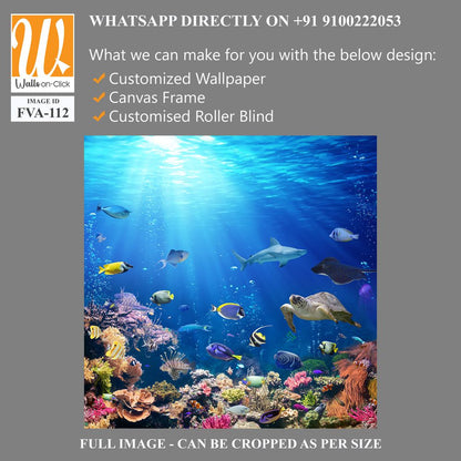 Underwater scene with colorful fishes, sea turtles [WP-FVA-112]