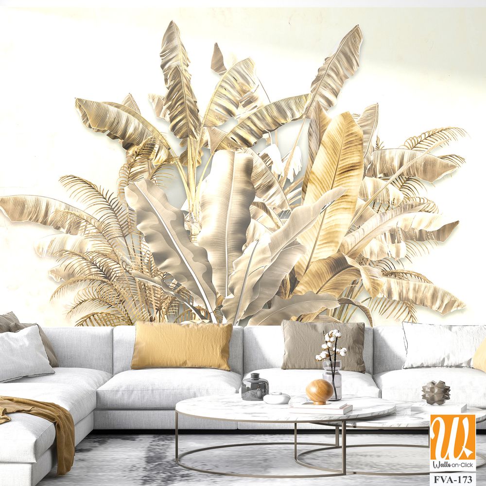 Gold Tropical Wallpaper Design - 3D illustration [WP-FVA-173]