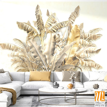 Gold Tropical Wallpaper Design - 3D illustration [WP-FVA-173]