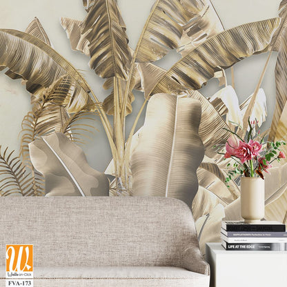 Gold Tropical Wallpaper Design - 3D illustration [WP-FVA-173]