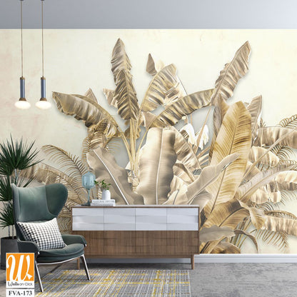 Gold Tropical Wallpaper Design - 3D illustration [WP-FVA-173]