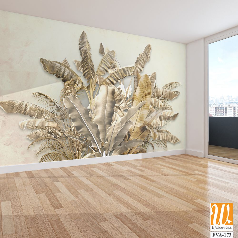 Gold Tropical Wallpaper Design - 3D illustration [WP-FVA-173]