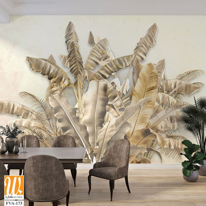 Gold Tropical Wallpaper Design - 3D illustration [WP-FVA-173]