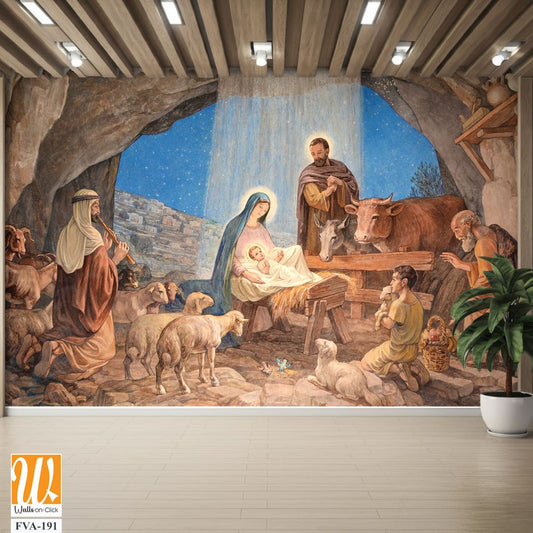 Watercolor painting of the Nativity scene [WP-FVA-191]