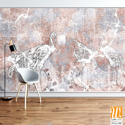 White cranes in the style of Boho chic [WP-FVA-195]