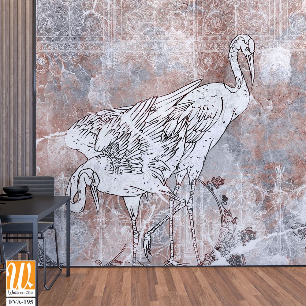 White cranes in the style of Boho chic [WP-FVA-195]