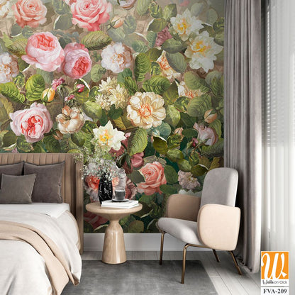 Painting of an English rose garden [WP-FVA-209]