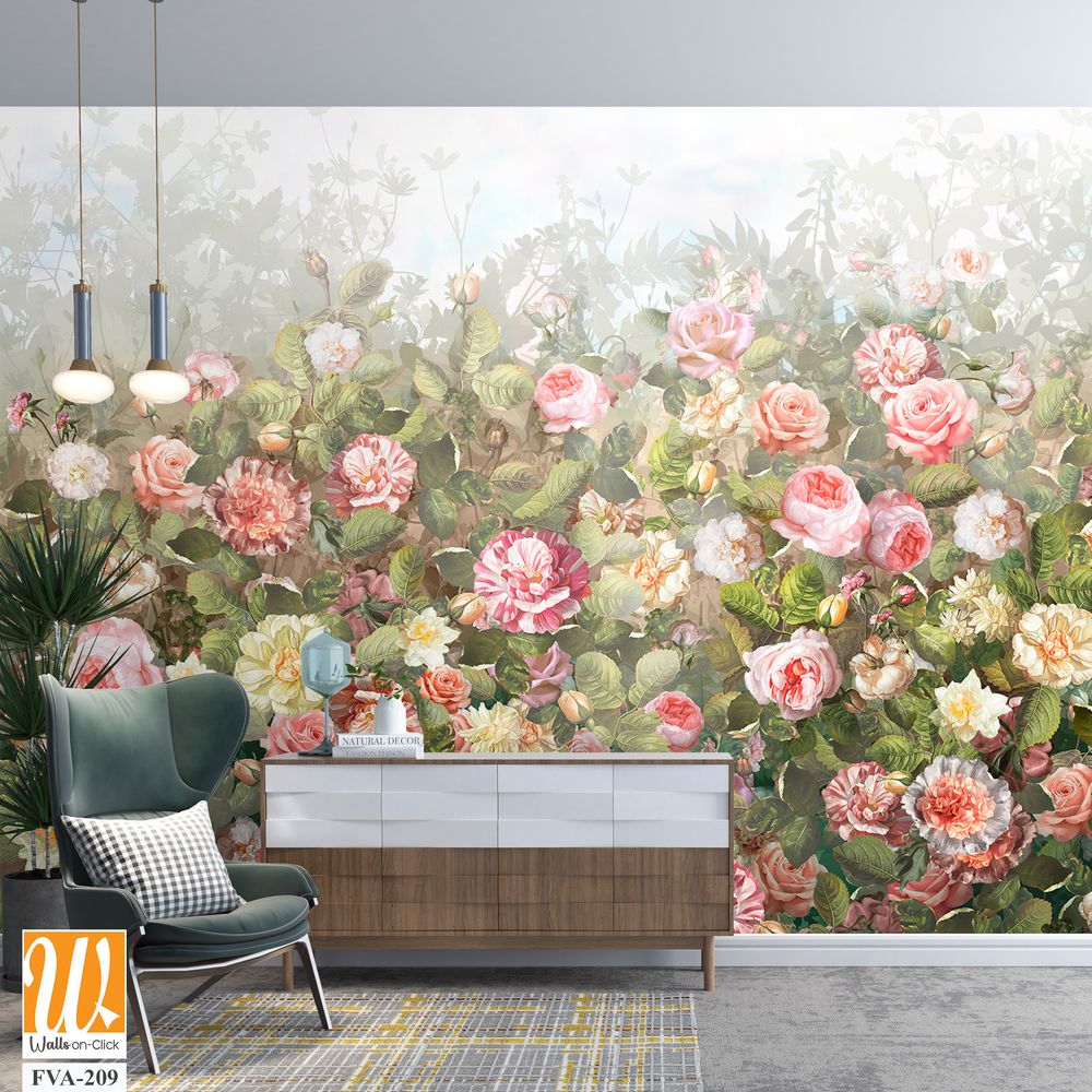 Painting of an English rose garden [WP-FVA-209]