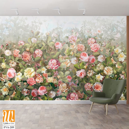 Painting of an English rose garden [WP-FVA-209]