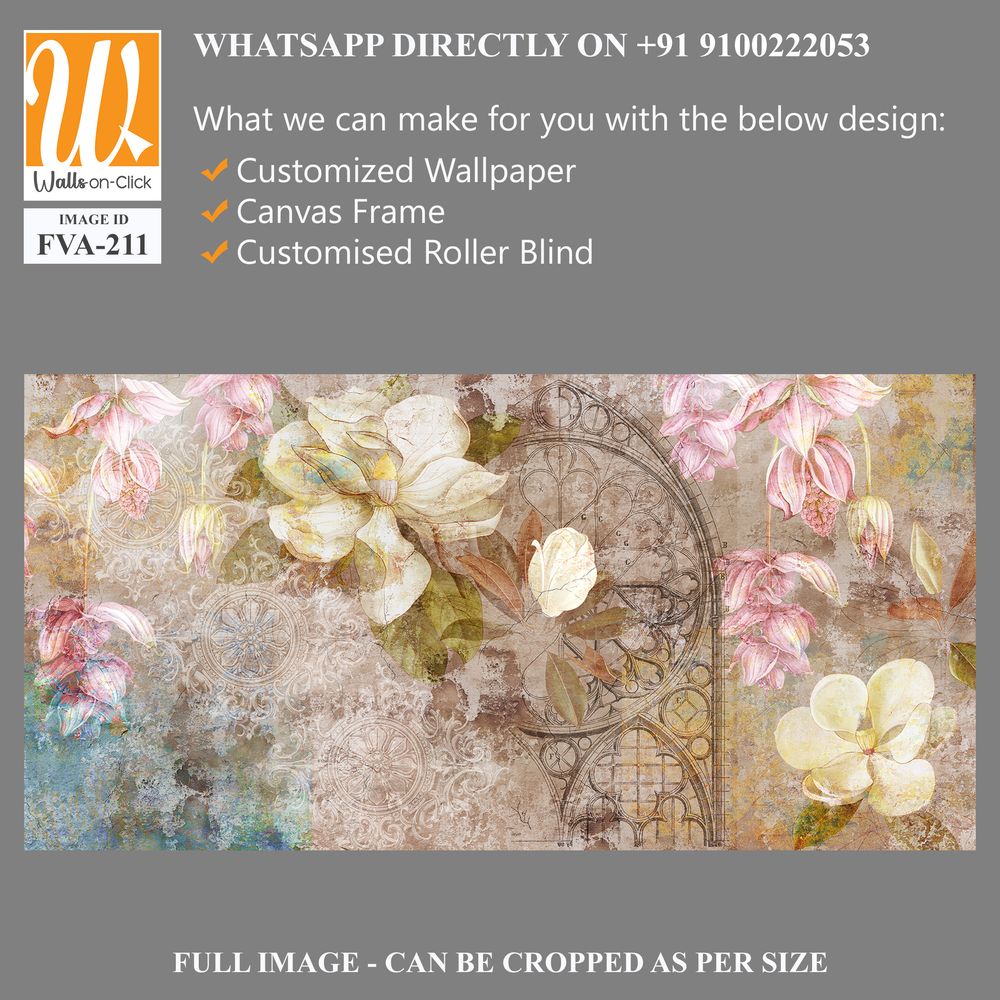 Shabby chic lace-style, magnolia flowers and wildflowers [WP-FVA-211]