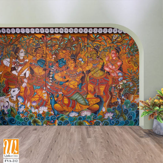 Mural painting of Radha Krishna Marriage [WP-FVA-212]