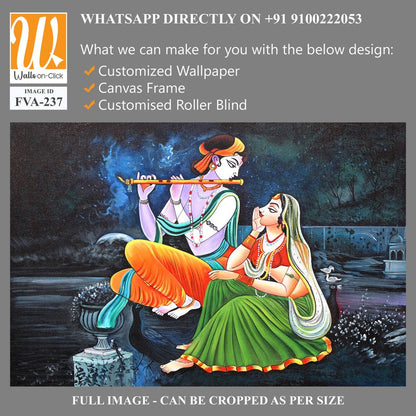 Painting of Lord Krishna playing the flute with Radha [WP-FVA-237]