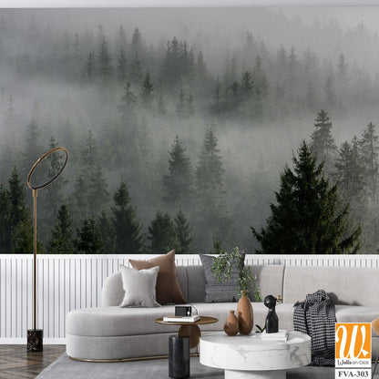 Pine Trees in the mist of an evergreen forest [WP-FVA-303]