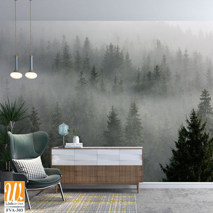 Pine Trees in the mist of an evergreen forest [WP-FVA-303]