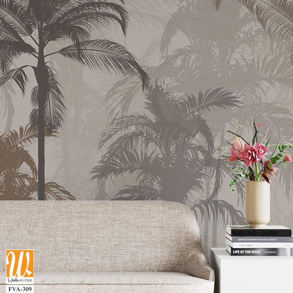 Tropical rainforest silhouette, dark muted palette [WP-FVA-309]