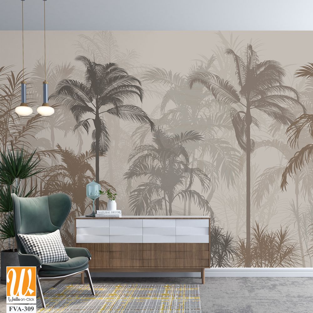 Tropical rainforest silhouette, dark muted palette [WP-FVA-309]