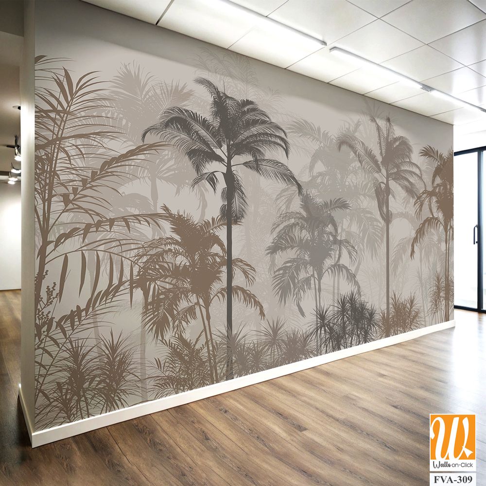 Tropical rainforest silhouette, dark muted palette [WP-FVA-309]