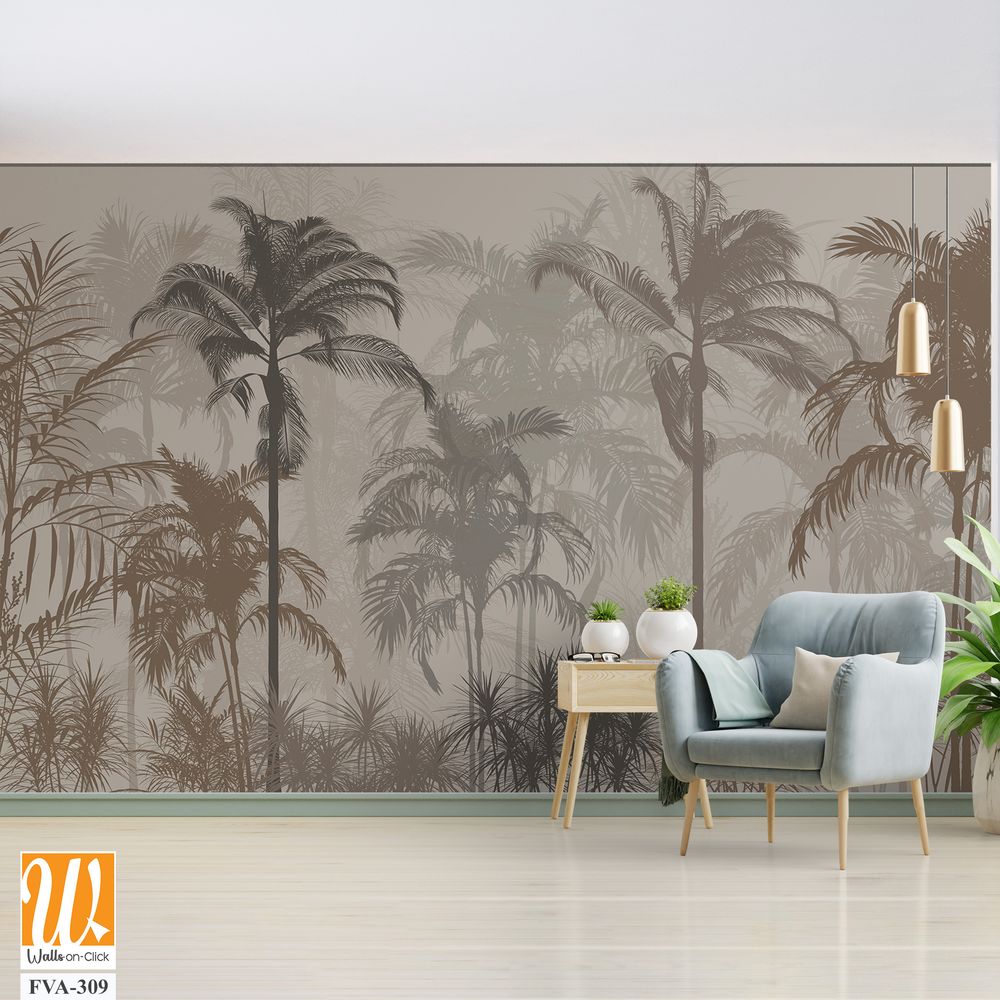 Tropical rainforest silhouette, dark muted palette [WP-FVA-309]