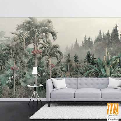 A muted-color, botanical landscape of an exotic rainforest [WP-FVA-314]