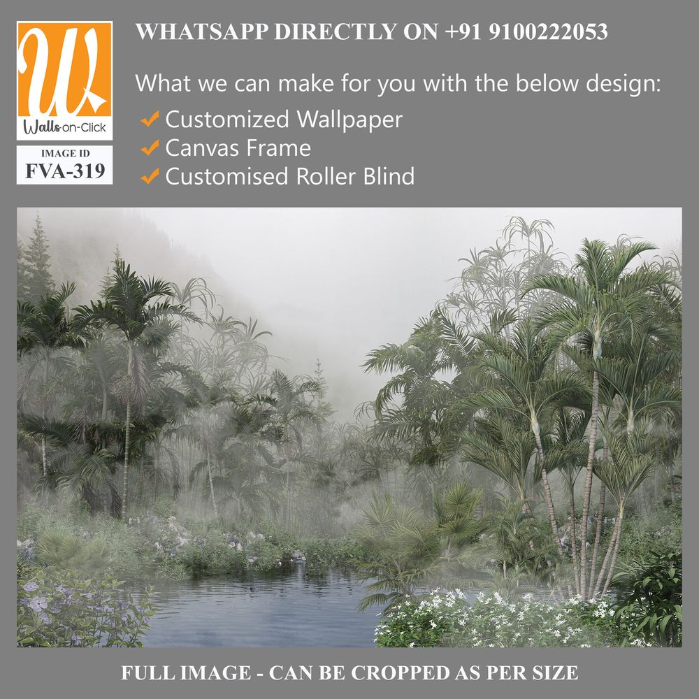 Misty tropical rainforest with towering palm trees [WP-FVA-319]