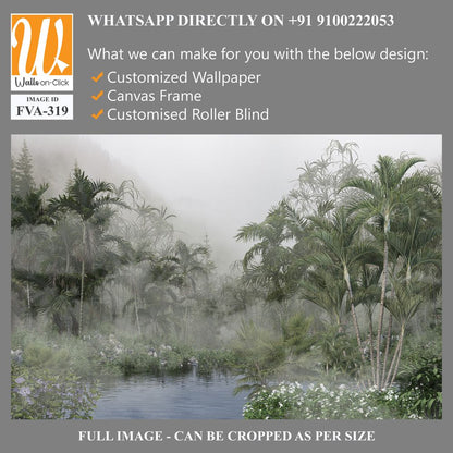 Misty tropical rainforest with towering palm trees [WP-FVA-319]