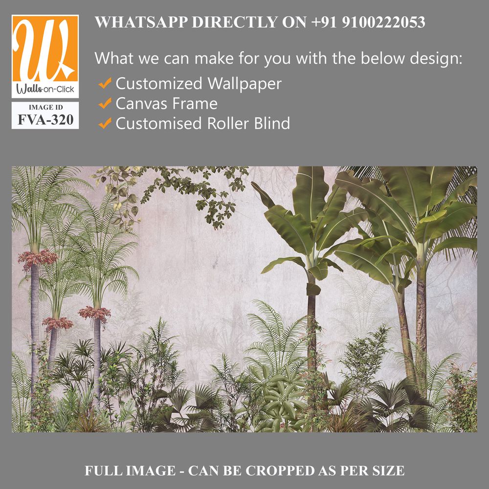 Jungle mural of plants and flowers, ferns, and moss [WP-FVA-320]