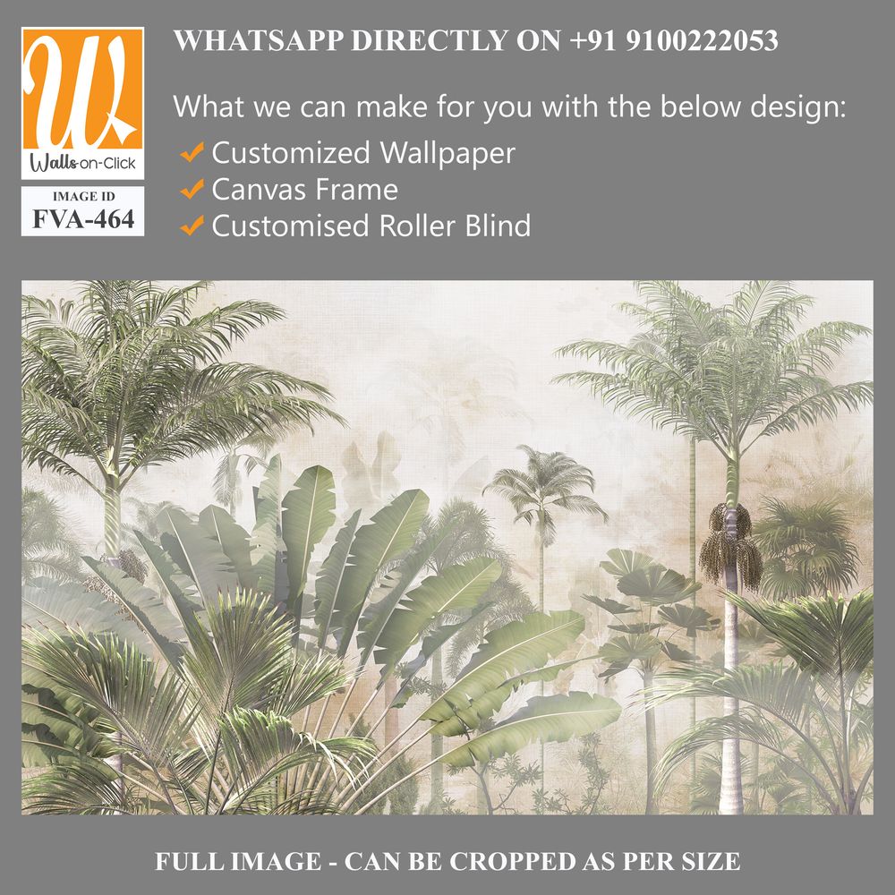 Tropical trees and leaves for digital printing wallpaper, custom design wallpaper - 3D illustration [WP-FVA-464]