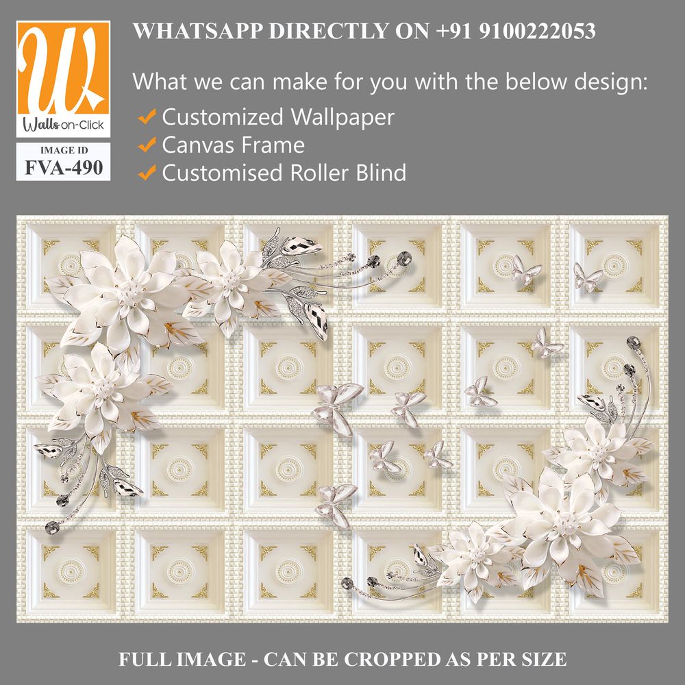 3D wallpaper featuring white flowers as a decorative model [WP-FVA-490]