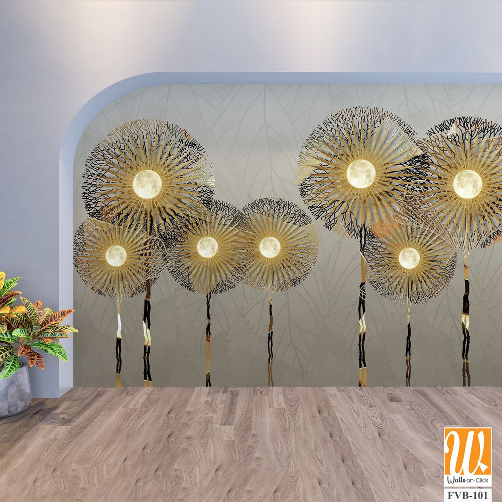 Gold and dark gray dandelions with suns on their heads [WP-FVB-101]