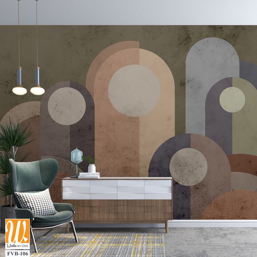 Boho style arches and abstract shapes Wallpaper [WP-FVB-106]