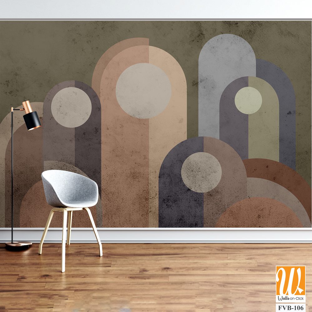 Boho style arches and abstract shapes Wallpaper [WP-FVB-106]