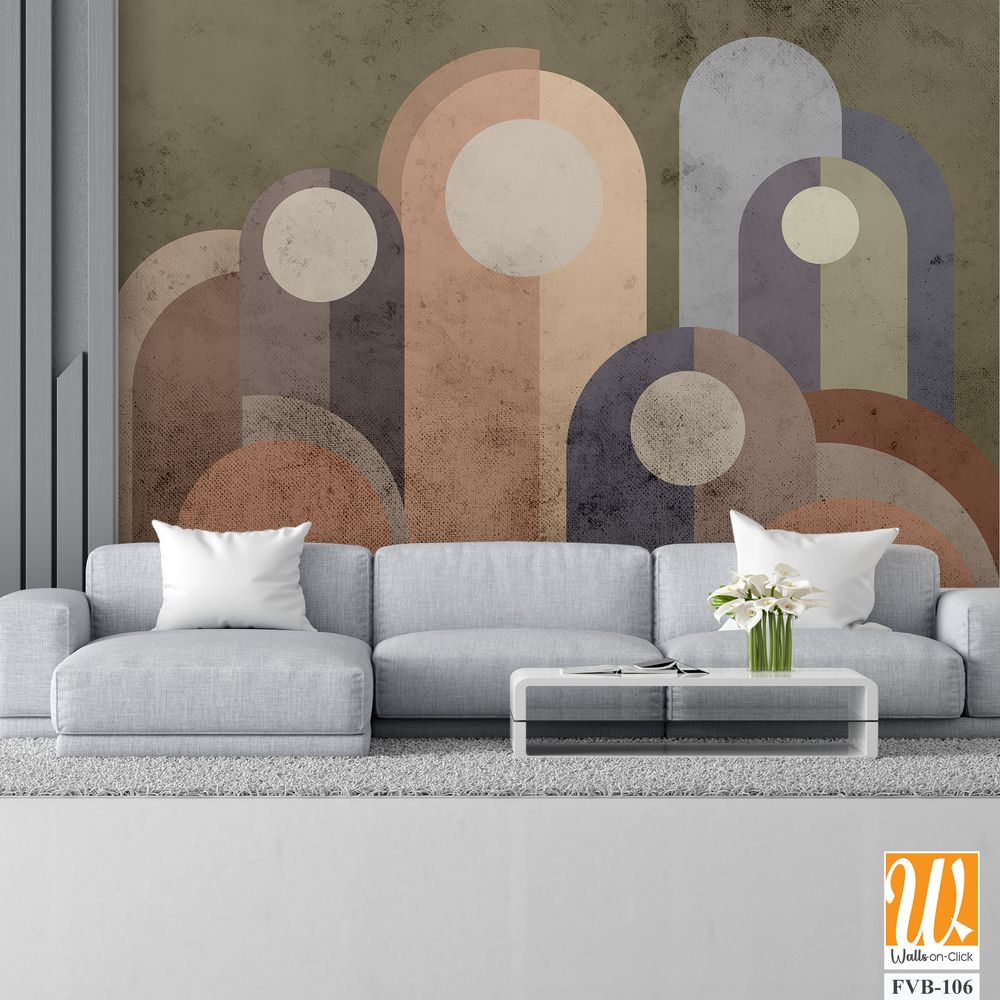 Boho style arches and abstract shapes Wallpaper [WP-FVB-106]