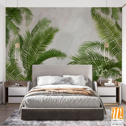 3D render of green palm leaves on a beige background [WP-FVB-112]