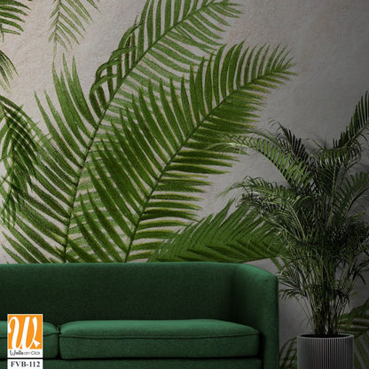 3D render of green palm leaves on a beige background [WP-FVB-112]