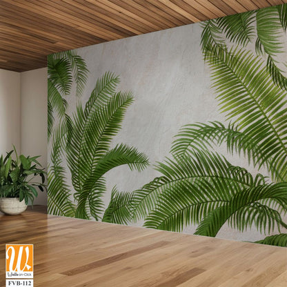 3D render of green palm leaves on a beige background [WP-FVB-112]