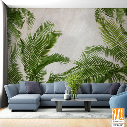 3D render of green palm leaves on a beige background [WP-FVB-112]