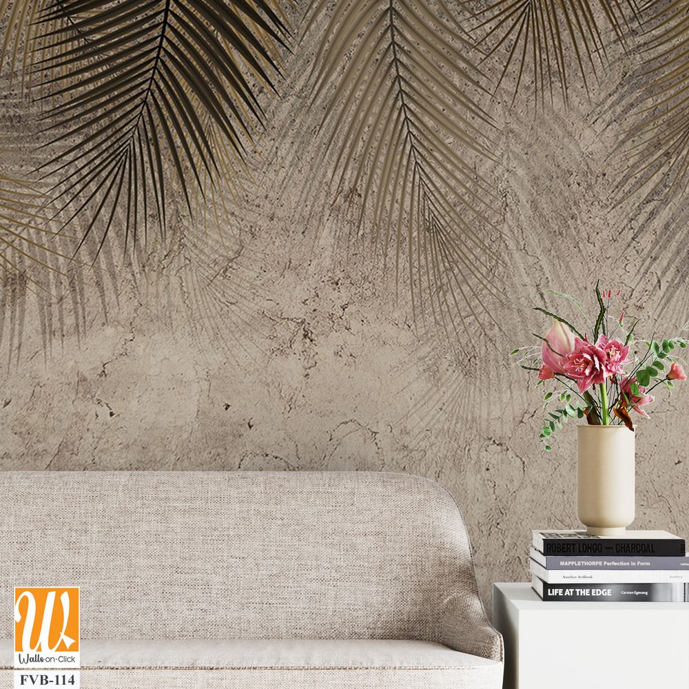 Wallpaper illustration with gold and black palm leaves [WP-FVB-114]