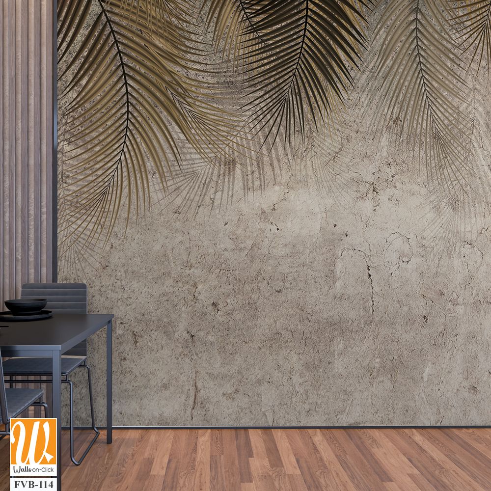 Wallpaper illustration with gold and black palm leaves [WP-FVB-114]