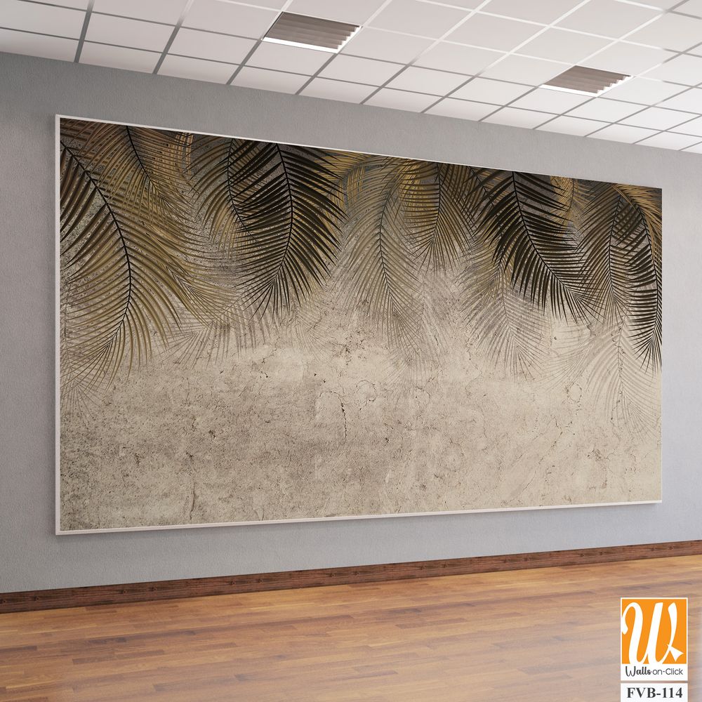 Wallpaper illustration with gold and black palm leaves [WP-FVB-114]