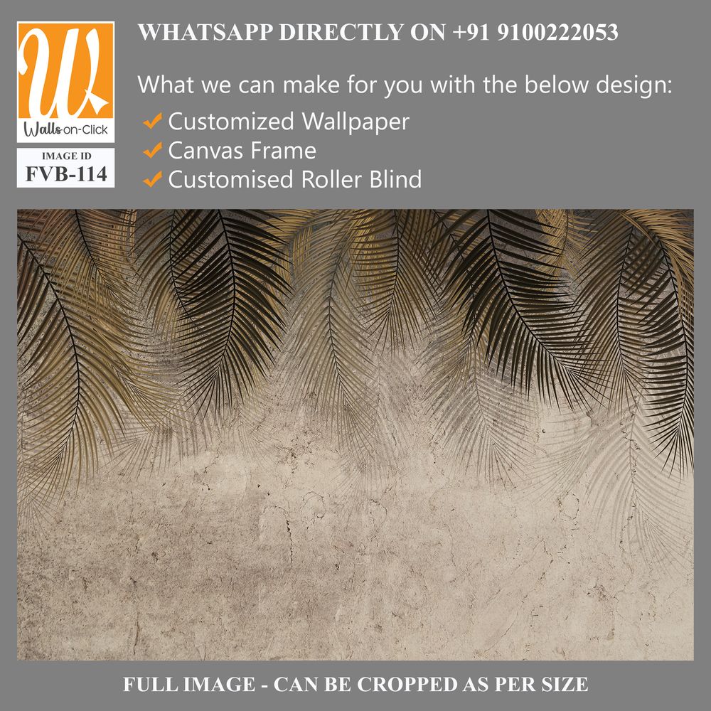 Wallpaper illustration with gold and black palm leaves [WP-FVB-114]