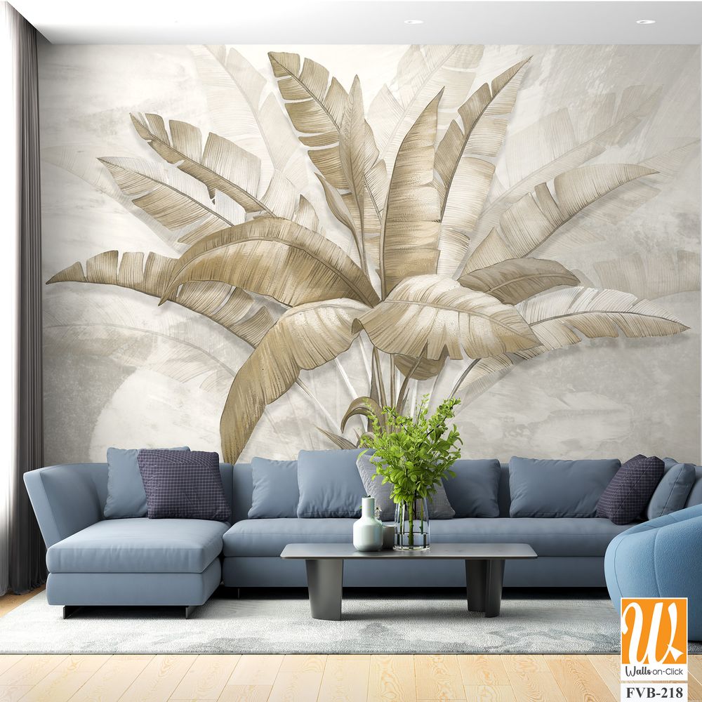 Gold Tropical Wallpaper Design - 3D illustration [WP-FVB-218]